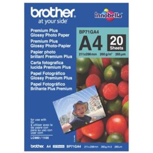 image of Brother BP71GA4 A4 Premium Glossy Photo Paper 260GSM 20 Sheets