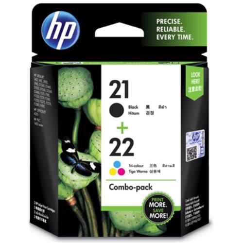image of HP 21 Black /22 Tri-color Ink Cartridge  COMBO PACK 