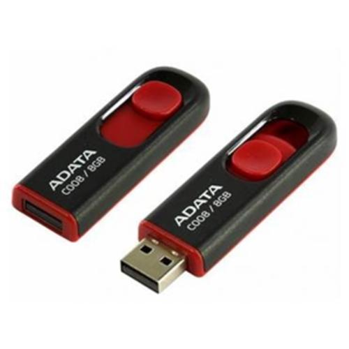image of ADATA C008 Retractable USB 2.0 64GB Black/RedFlash Drive