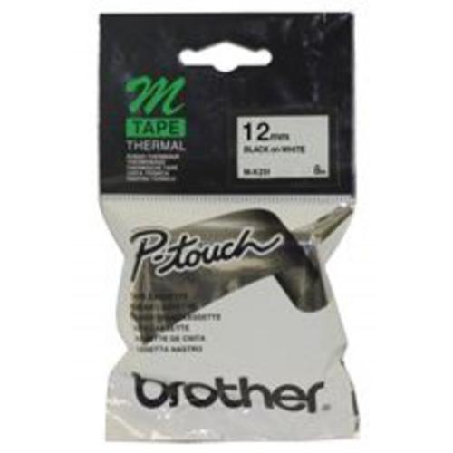 image of Brother MK-231 12mm x 8m Black on White M Label Tape