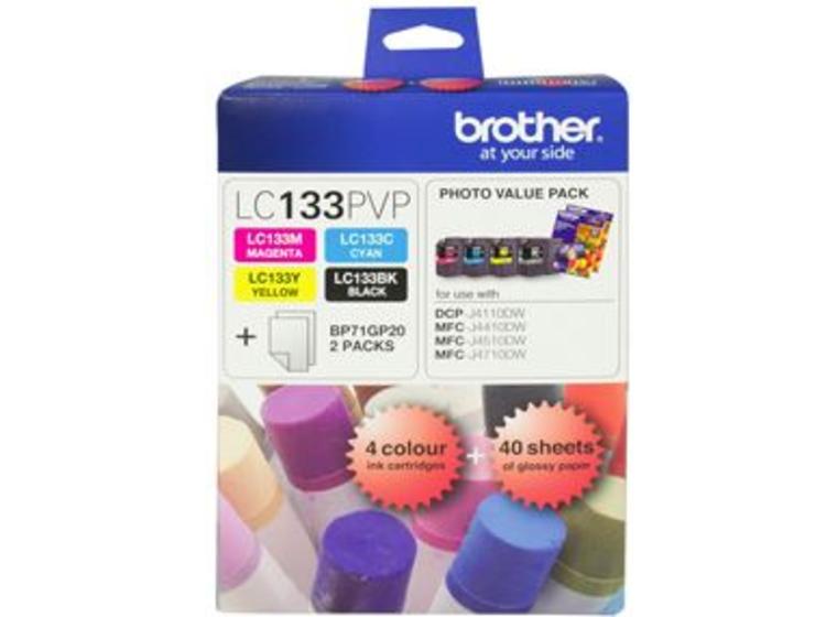product image for Brother LC133PVP Combo Pack with 40 Sheets of 6x4 Photo Paper