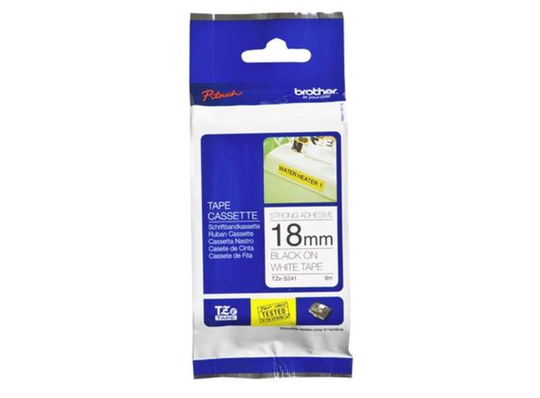 product image for Brother TZe-S241 18mm x 8m Extra Strength Black on White Tape