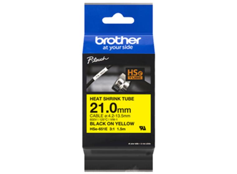 product image for Brother HSE651E 21.0mm x 1.5m Black on Yellow Heat Shrink Tape