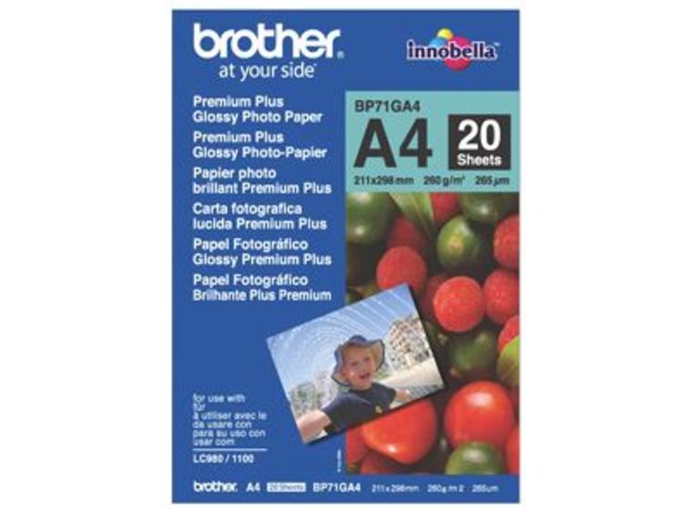 product image for Brother BP71GA4 A4 Premium Glossy Photo Paper 260GSM 20 Sheets