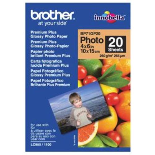 image of Brother BP71GP20 6x4 Premium Glossy Photo Paper 260GSM 20 Sheets