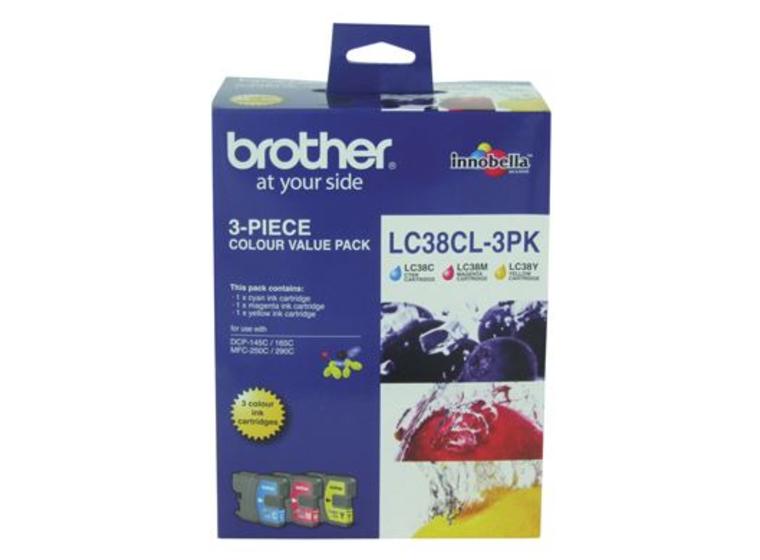 product image for Brother LC38CL3PK CMY Colour Ink Cartridges (Triple Pack)