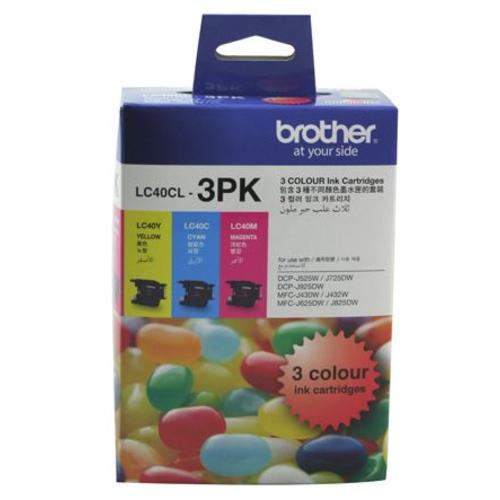 image of Brother LC40CL3PK CMY Colour Ink Cartridges (Triple Pack)