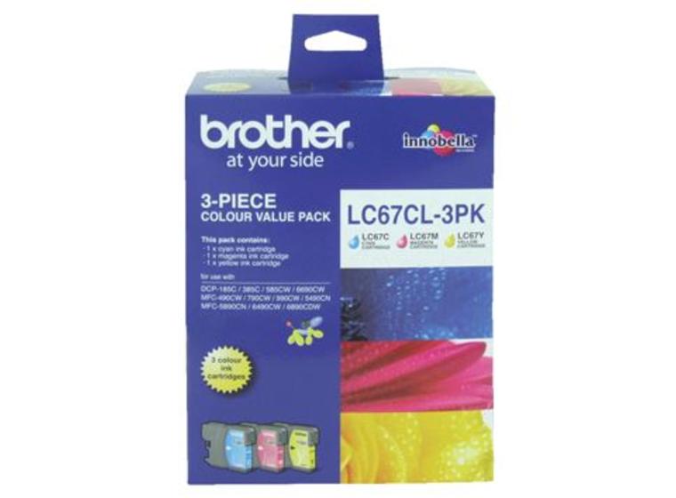 product image for Brother LC67CL3PK CMY Colour Ink Cartridges (Triple Pack)