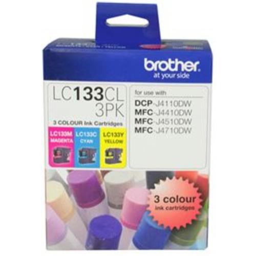 image of Brother LC133CL3PK CMY Colour Ink Cartridges (Triple Pack)