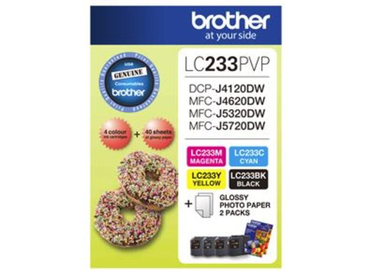product image for Brother LC233PVP Combo Pack with 40 Sheets of 6x4 Photo Paper