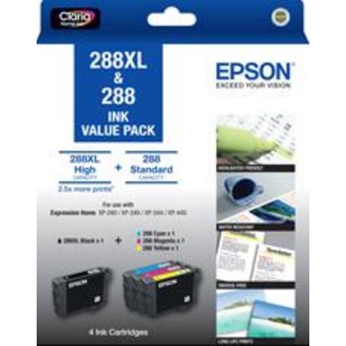 image of Epson 288XL BK + 288 C/M/Y 4 Ink Cartridge Value Pack