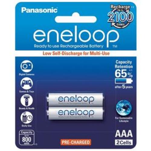 image of Panasonic Eneloop AAA 800mAh Rechargeable Batteries 2 Pack