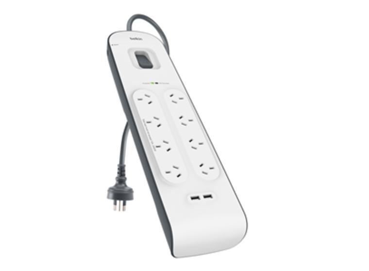 product image for Belkin 8 Way Surge Board with 2 x USB Ports (2.4A)