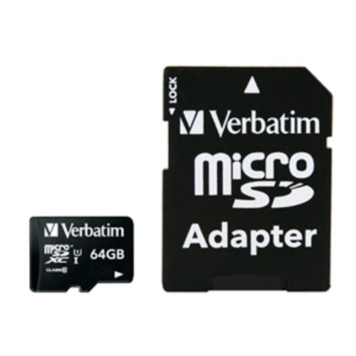 image of Verbatim Premium microSDXC Class 10 UHS-I Card 64GB with Adapter