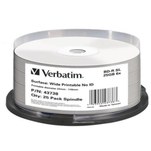 image of Verbatim BD-R 25GB 6X White Wide Printable 25 Pack on Spindle