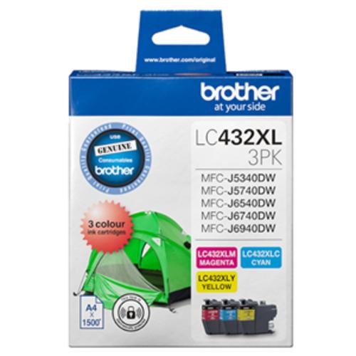 image of Brother LC432XL3PKS 3-Pack High Yield Ink Cartridge (C/M/Y)