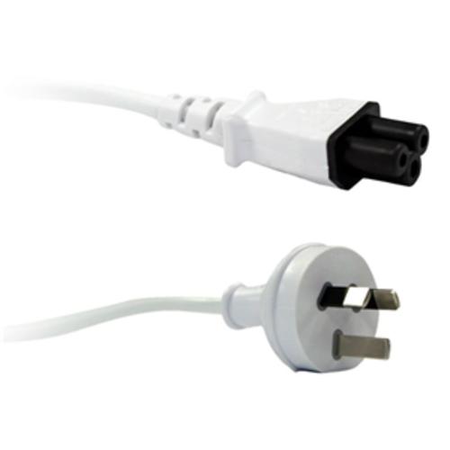 image of 3 Pin Power (M) to C5 Clover (M) White 2m Power Cable