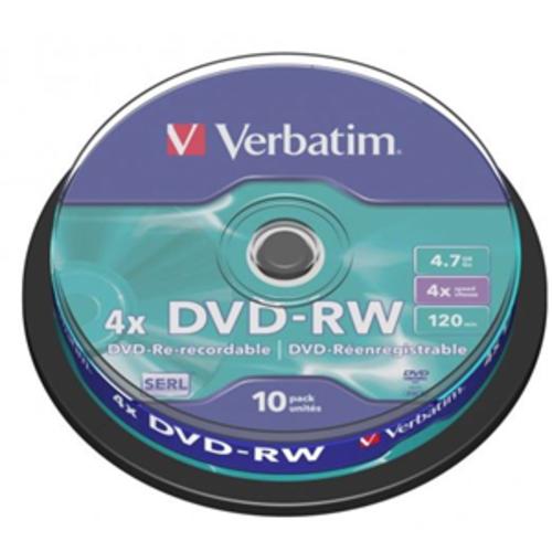 image of Verbatim DVD-RW 4.7GB 4x 10 Pack on Spindle