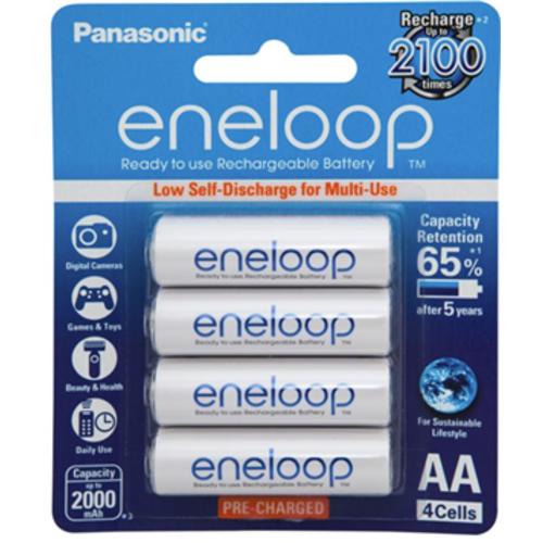 image of Panasonic Eneloop AA 2000mAh Rechargeable Batteries 4 Pack
