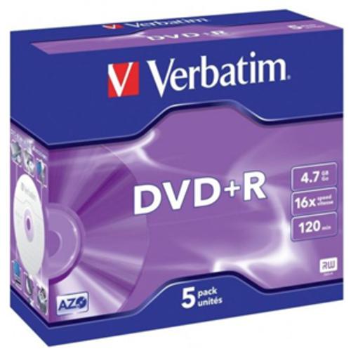image of Verbatim DVD+R 4.7GB 16x 5 Pack with Jewel Cases