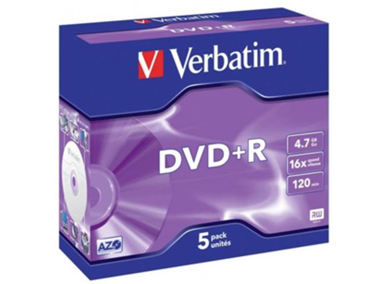 product image for Verbatim DVD+R 4.7GB 16x 5 Pack with Jewel Cases