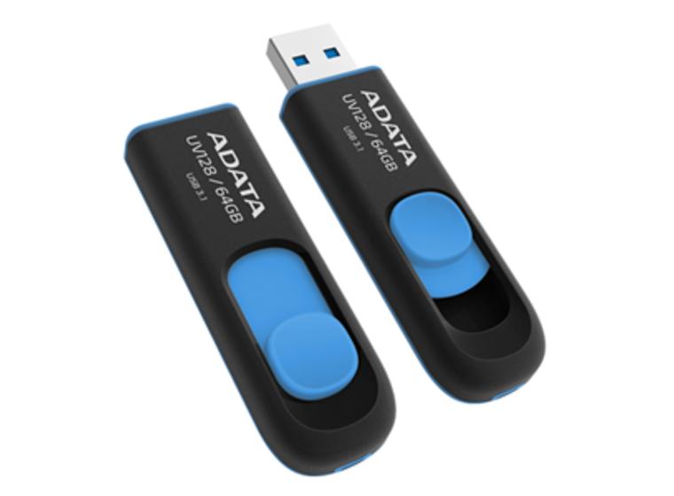 product image for ADATA UV128 Dashdrive Retractable USB 3.0 64GB Blue/Black Flash Drive