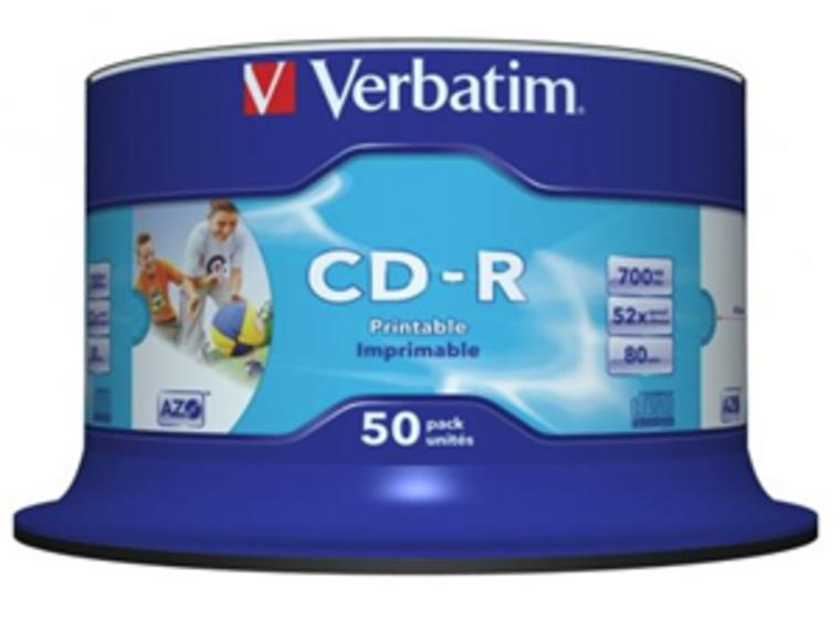 product image for Verbatim CD-R 700MB 52x White Inkjet Printable 50 Pack on Spindle