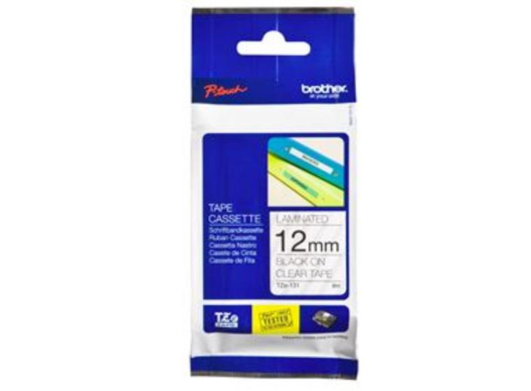 product image for Brother TZe-131 12mm x 8m Black on Clear Tape