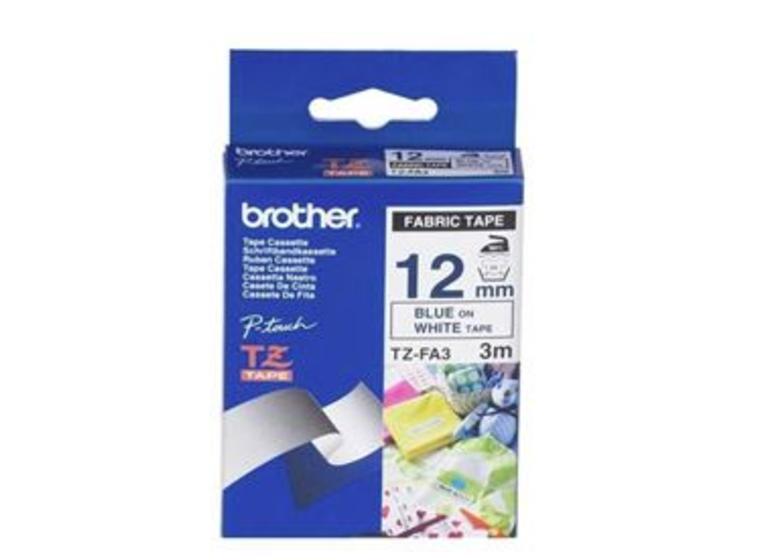 product image for Brother TZe-FA3 12mm x 3m Blue on White Fabric Tape