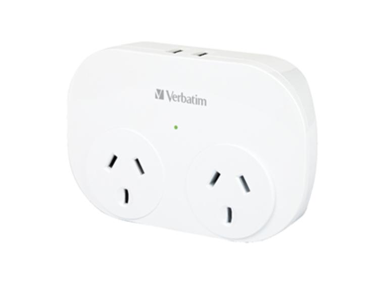 product image for Verbatim Dual Plug Wall Adapter with Dual USB Surge Protected