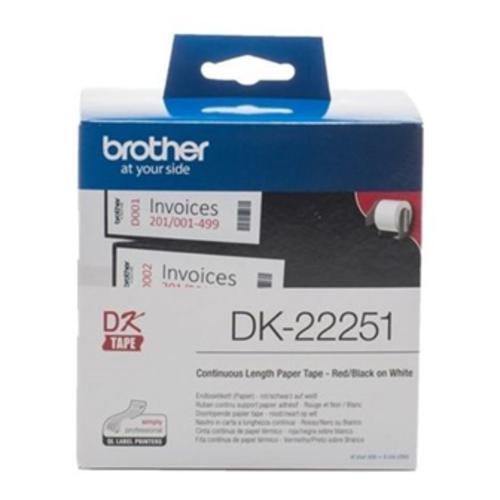 image of Brother DK22251 Continuous Length Paper Label Tape Red and Black