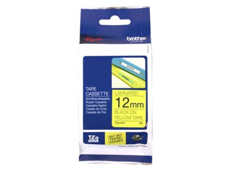 product image for Brother TZe-631 12mm x 8m Black on Yellow Tape