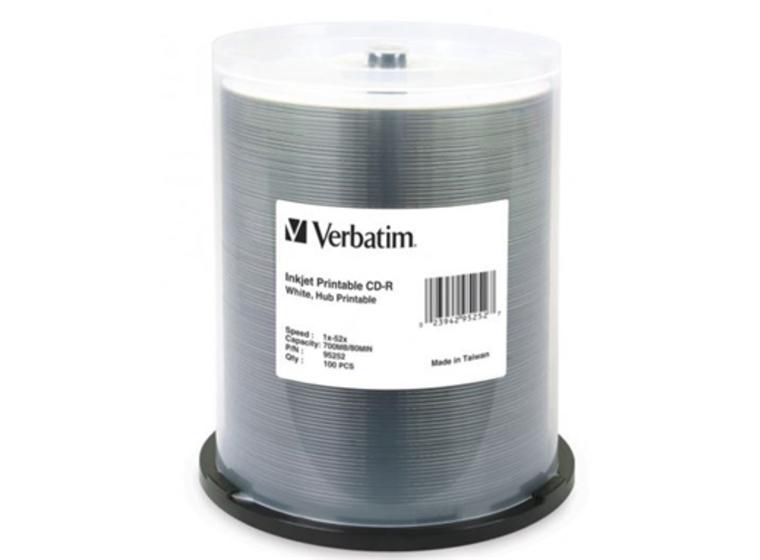 product image for Verbatim CD-R 700MB 52x White Printable 100 Pack on Spindle
