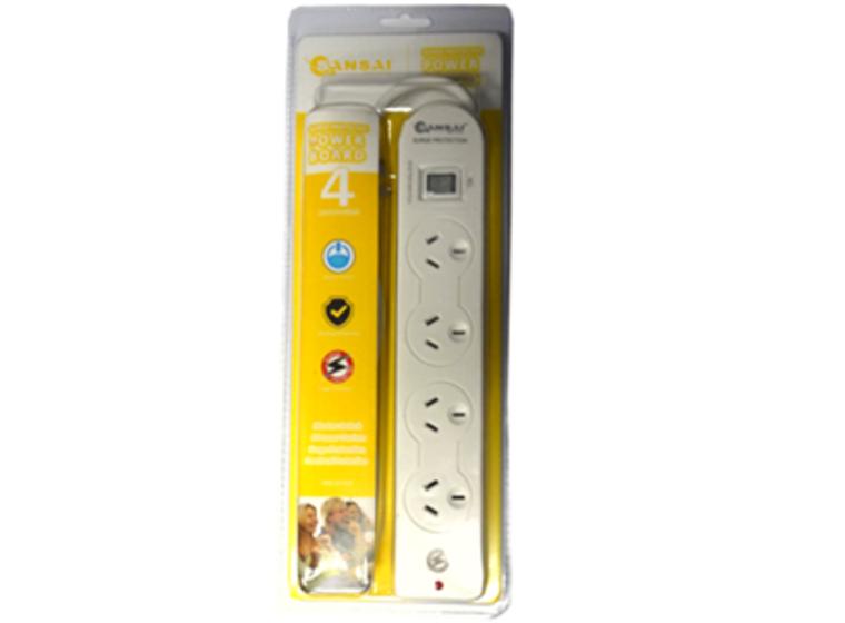 product image for Sansai 4 Way Surge Powerboard with Master Switch