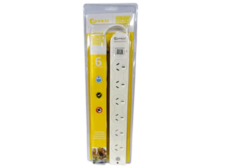 product image for Sansai 6 Way Surge Powerboard with Master Switch