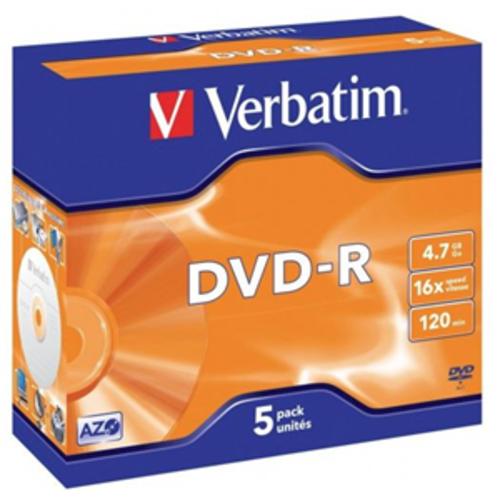 image of Verbatim DVD-R 4.7GB 16x 5 Pack with Jewel Cases