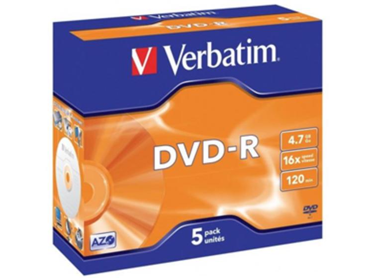 product image for Verbatim DVD-R 4.7GB 16x 5 Pack with Jewel Cases