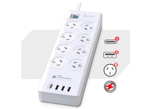 gallery image of Sansai 8 Way Surge Powerboard with 3x USB Charging Ports
