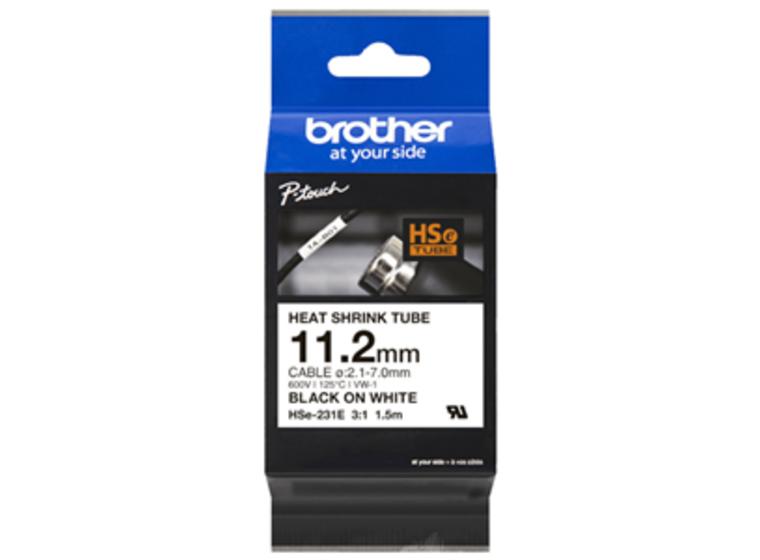 product image for Brother HSe-231E 11.2mm x 1.5m Black on White Heat Shrink Tape