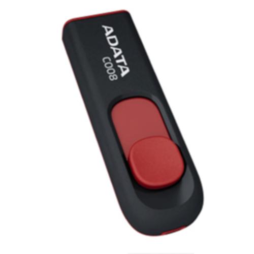 image of ADATA C008 Retractable USB 2.0 32GB Black/RedFlash Drive