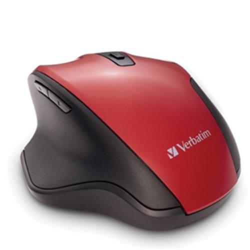 image of Verbatim Silent Ergonomic Wireless Blue LED Mouse - Red
