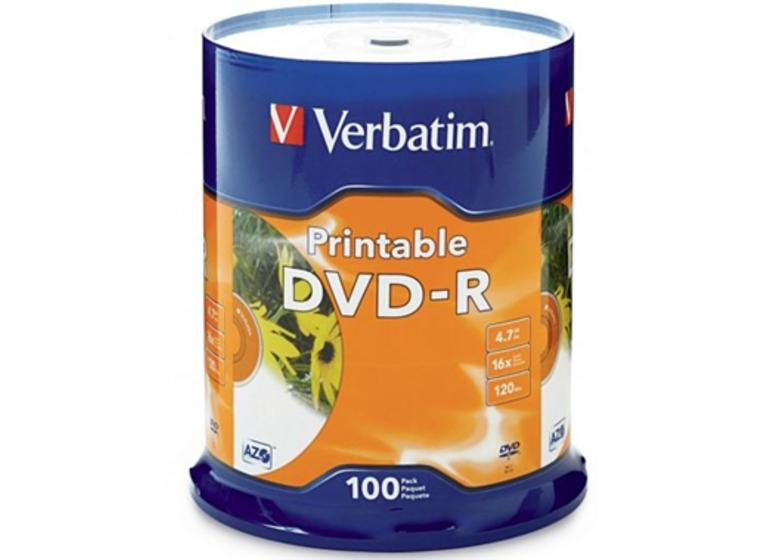 product image for Verbatim DVD-R 4.7GB 16x White Printable 100 Pack on Spindle