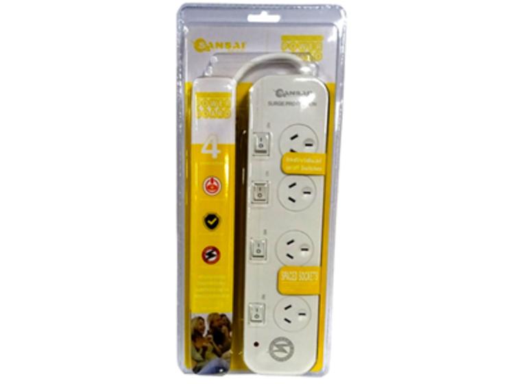 product image for Sansai 4 Way Surge Powerboard with Individual Switches