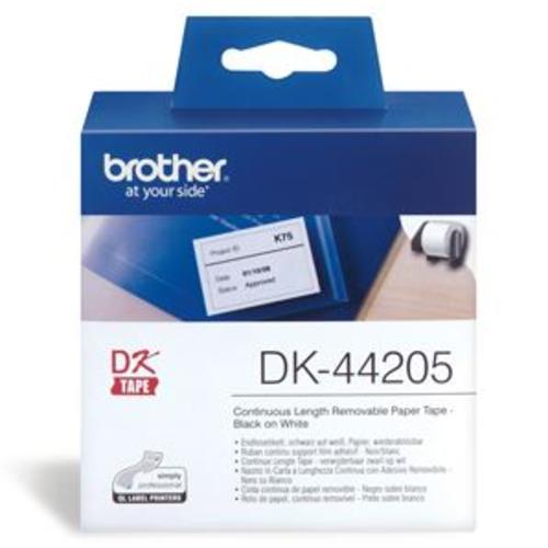 image of Brother DK44205 Continuous Paper Roll (Blk Print on Wht) 62mm x 30.48m
