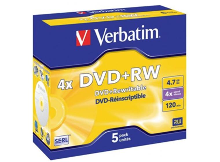 product image for Verbatim DVD+RW 4.7GB 4x 5 Pack with Jewel Cases