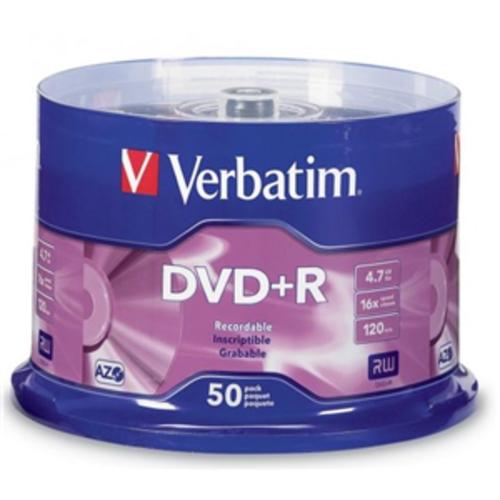 image of Verbatim DVD+R 4.7GB 16x 50 Pack on Spindle