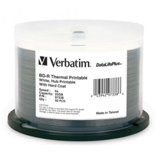 image of Verbatim BD-R 25GB 6X White Wide Thermal Printable 50 Pack on Spindle