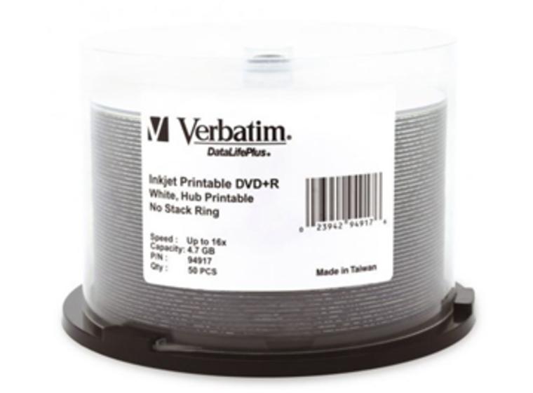 product image for Verbatim DVD+R 4.7GB 16x White Wide Printable 50 Pack on Spindle