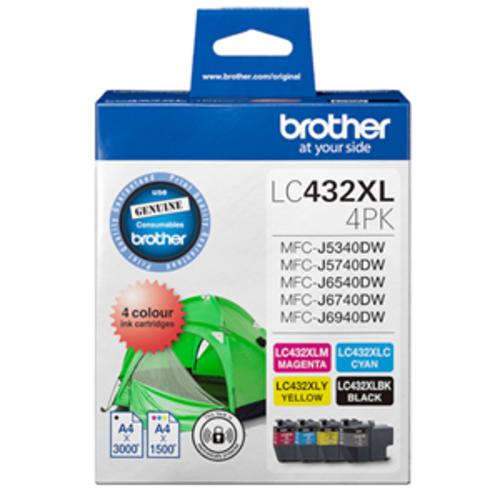 image of Brother LC432XL4PKS 4-Pack High Yiel Ink Cartridge (B/C/M/Y)