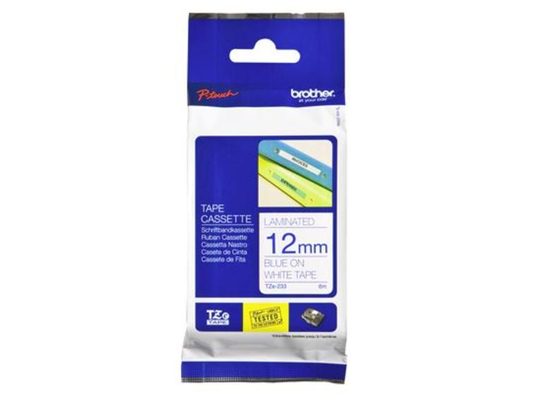 product image for Brother TZe-233 12mm x 8m Blue on White Tape